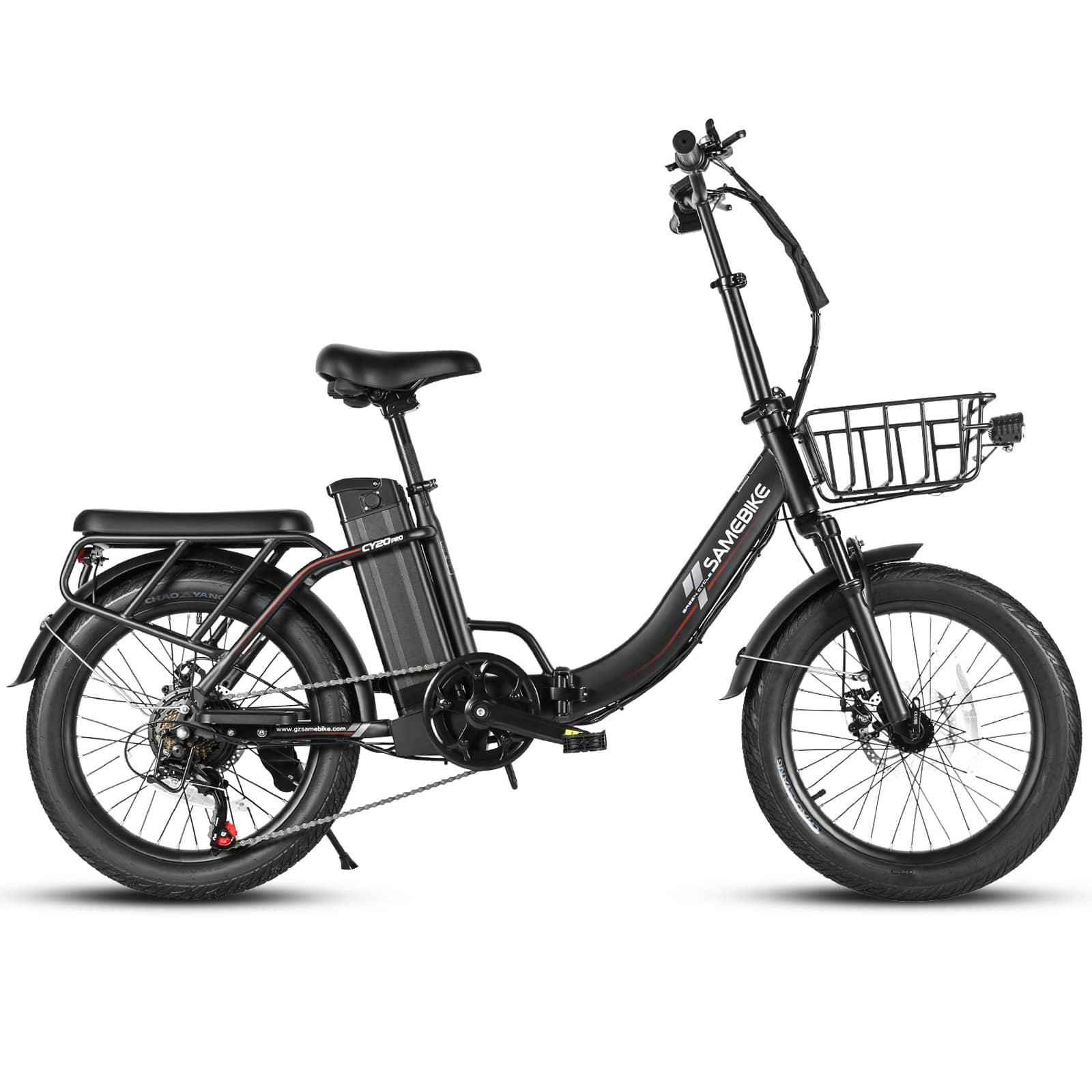 Black CY20 Pro folding electric bike side view